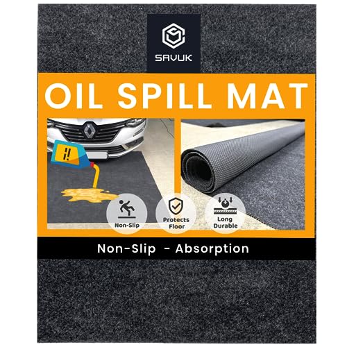 SAVUK Oil Spill Mat Premium Absorbent Oil Pad Reusable/Durable/Waterproof Contains Liquids, Protects Garage Floor Surface (Grey, 58" x 72")