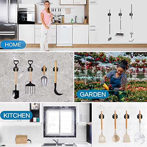 JAMEND CLXP 6PCS Broom and Mop Holder, Heavy Duty Garden Tool Organizer Rack Rake and Shovel Handle, Stainless Steel Mop Hanger. Wall Mounted Utility Rack with Screws, Silver. - color: Silver, size: 6