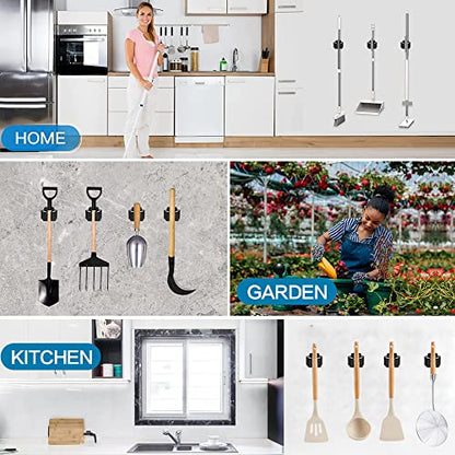 JAMEND CLXP 24PCS Broom and Mop Holder, Heavy Duty Garden Tool Organizer Rack Rake and Shovel Handle, Stainless Steel Mop Hanger. Wall Mounted with Screws.Matte Black - color: Matte Black, size: 24