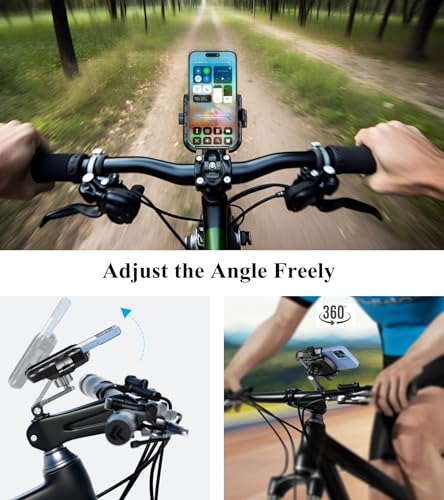 BRCOVAN Bike Fork Stem Phone Mount Holder [Camera Friendly] [1s Locking] | Adjustable Bicycle Headset Top Cap Cellphone Cradle with Solid Aluminum Mounting Base Fit 5.4'' - 7.2" Smartphones