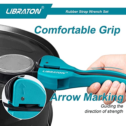 LIBRATON Strap Wrench 2-piece Multifunctional Adjustable Wrench Tools Oil Filter, Jar Opener