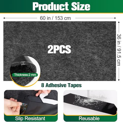 ToLanbbt 2 Pack Garage Floor Mat 60" x 36" - Oil Spill Mat for Under Car Driveway Oil Drip Pad with 8P Tapes, Waterproof Backing, Leak Absorbent, Reusable, Washable, Protect Garage Floor (Dark Gray) - size: 5'x3'-2P