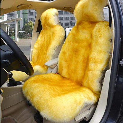 Winter Warm Authentic Australia Sheepskin Car Seat Cover Luxury Long Wool Front Seat Cover Fits Most Car, Truck, SUV, or Van (Brown Tips) - color: Brown tips