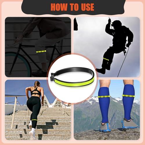 High Reflective Cycling Trousers Clips, 4 Pcs Bike Ankle Reflective Clip Outdoor Cycling Reflective-Gear Pant Cuff Clips - color: Fluorescent Green