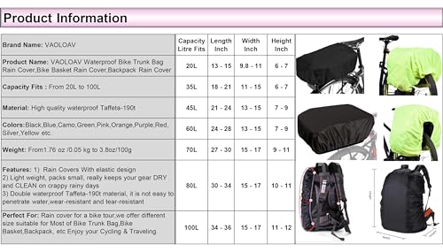 Bicycle Rear Rack Rain Cover Bike Trunk Rain Cover 100L Green - color: 80L - 100L Green, size: 80L - 100L