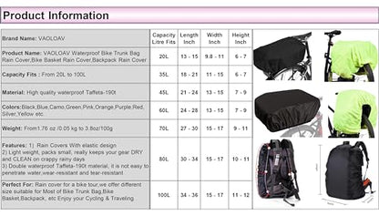 Bicycle Rear Rack Rain Cover Bike Trunk Rain Cover 100L Green - color: 80L - 100L Green, size: 80L - 100L
