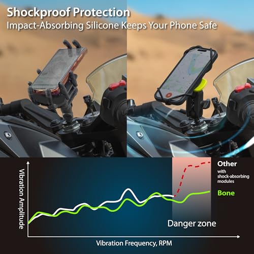 Bone Moto Tie Connect Kit 3 - Fork Stem, Magnetic Motorcycle Phone Mount, Detachable & 360° Rotatable, Heavy Duty & Shock-Absorbing Scooter Phone Holder for iPhone & 4.7"–7.2" Smartphones (Fork Stem) - style: Motorcycle - Fork Stem
