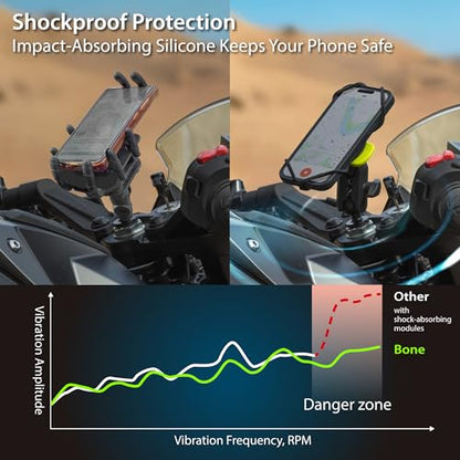 Bone Moto Tie Connect Kit 3 - Fork Stem, Magnetic Motorcycle Phone Mount, Detachable & 360° Rotatable, Heavy Duty & Shock-Absorbing Scooter Phone Holder for iPhone & 4.7"–7.2" Smartphones (Fork Stem) - style: Motorcycle - Fork Stem