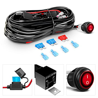 GOOACC Led Light Pods 2PCS 4 Inch 18W Flood Light Offroad Lights LED Fog Lights Mounting Bracket Horizontal Bar Tube Clamp with Off Road Wiring Harness-2 Leads for Trucks Boat, 2 Years Warranty