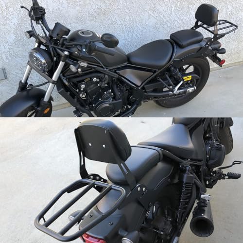 Worldmotop Motorcycle Sissy Bar Backrest Rear Passenger Seat for Honda CMX 500 Rebel CMX 300 CMX500 2017-2022 Detachable Backrest Pad (A)