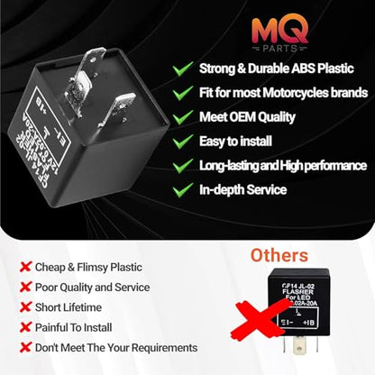 3-Pin CF-14 CF14 EP35 12V LED Electronic Flasher Relay Fixes Motorcycle Car Turn Signal Light Bulb and Hazard Warn Hyper Blink Flash or No Flashing - Premium CF14JL-02 Part by MQparts