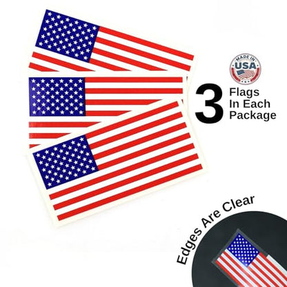 American Flag Hard Hat Stickers (3pack) Waterproof Heavy Duty Vinyl Decals for Helmets Curved Surface Fit Made in USA 1.5 x 2.9 inches
