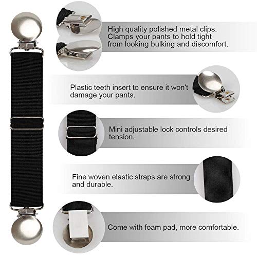 Boncas Improved Adjustable Elastic Boot Clips Boot Straps Pant Clips Stirrups Leg Straps Keeping Your Pants Tucked - color: Round 3" -4.7"