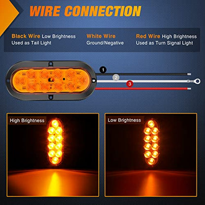 Nilight 6 Inch Oval Amber LED Trailer Tail Lights 2PCS 10 LEDs Waterproof Turn SignalsTrailers Lights for Truck RV Boat Bus Lorry Camper Van Caravan - color: Amber Lights Screws 2PCS
