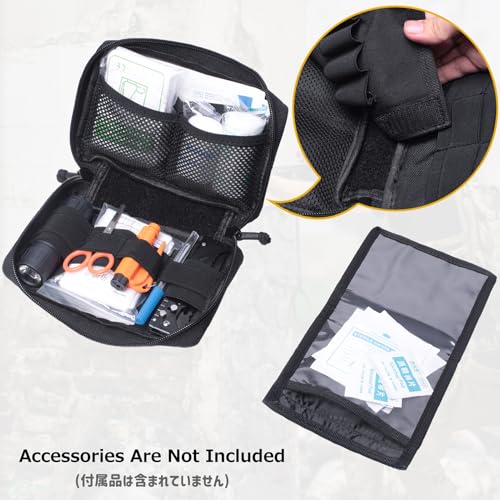 Azarxis Tactical Mini Belt Pouches, Multi-Purpose Small Battery Case Compact Utility EDC Card Slot Holder Waist Bags Military Molle Pack Sundries Storage Pack - color: #04 Black - with Waterproof Pocket