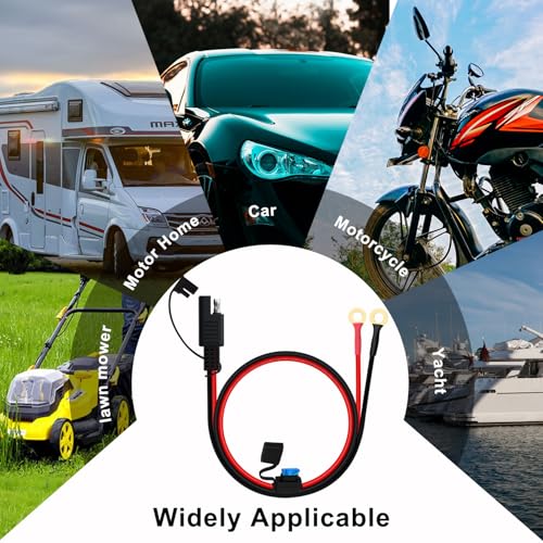 Sae to O Ring Terminal Harness 14AWG 20A Battery O Ring 8mm Connectors for Car Battery Charger 12V 24V for Solar Panel, Motorcycle, Car, RV (1.6FT / 0.5 m) - size: 1.6FT / 0.5 m