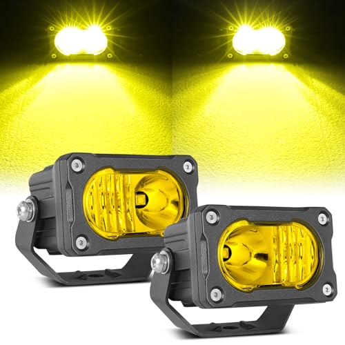 3 Inch LED Pod Lights Yellow 2PCS Off Road Driving Fog Light Pods Spot Flood Combo LED Cube Work Light Backup Bumper Light Bar for Truck Pickup UTV ATV SUV Boat 4x4 - color: Yellow Combo