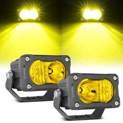 3 Inch LED Pod Lights Yellow 2PCS Off Road Driving Fog Light Pods Spot Flood Combo LED Cube Work Light Backup Bumper Light Bar for Truck Pickup UTV ATV SUV Boat 4x4 - color: Yellow Combo