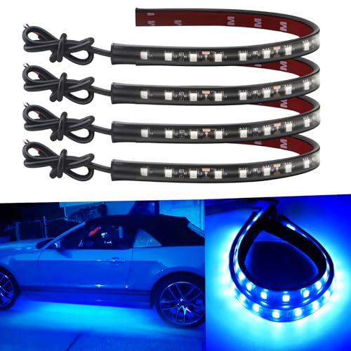 Keiurot 12V Led Light Strip 32CM Waterproof Light Strips for Cars Motorcycles Golf Cart Interior & Exterior Marine Boat Blue Led Strip 12V 5050 18SMD,Pack of 4 - color: Blue Led Strip