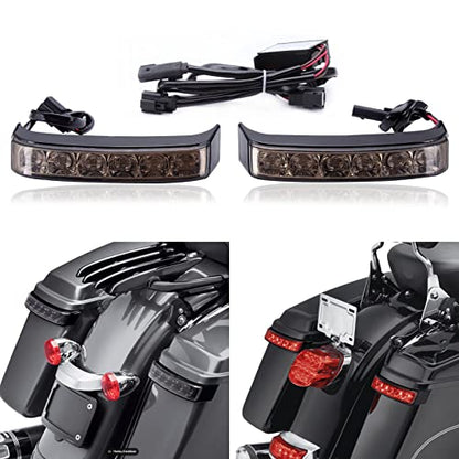 JMTBNO Saddlebag Housing Tail Run Brake Turn Light Lamp LED Len for Touring Street Road Glide CVO Electra Glide Ultra Classic Ultra Limited CVO 2014-2022 (Black-Smoke) - color: Black-Smoke