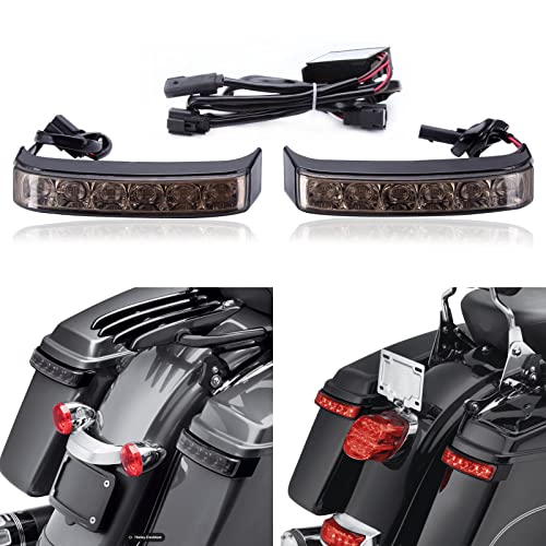 JMTBNO Saddlebag Housing Tail Run Brake Turn Light Lamp LED Len for Touring Street Road Glide CVO Electra Glide Ultra Classic Ultra Limited CVO 2014-2022 (Black-Smoke) - color: Black-Smoke