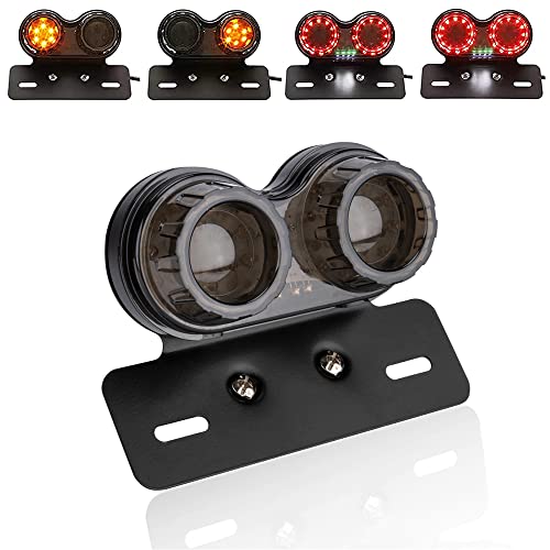kucehiup LED Tail Light Integrated Running Lamp Brake&Turn Signal Light 40LED 40W with License Plate Bracket for Har-ley Motorcycle Street Bike Cruiser Chopper