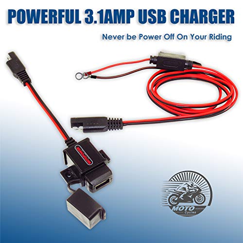 MOTOPOWER MP0609A 3.1Amp Motorcycle USB Port Kit SAE to USB Adapter On Motorcycle - color: Red, Black