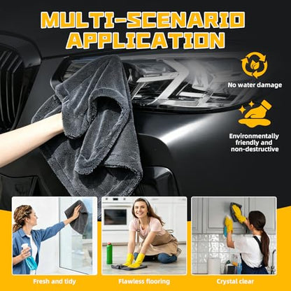 2-Pack Double-Twist Pile Microfiber Towels for Cars 1300 GSM Car Drying Towels (15.75" x 15.75") Ultra Absorbent Microfiber Towel, Streak-Free & Scratch-Free Car Cleaning Supplies with Edgeless Design - size: 15.75 x 15.75 INCH