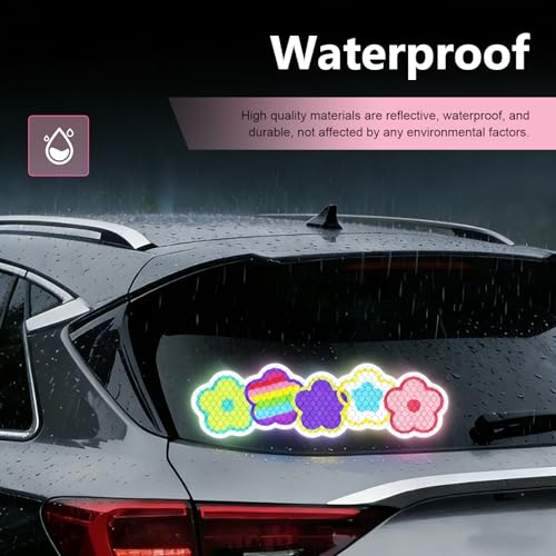 Car Reflective Sticker, Cute Flower High Intensity Reflective Safety Decal, Waterproof & Scratch-Covering Decor Sticker, Universal for Most Cars, Motorcycles, Helmets & Bikes - size: Flower