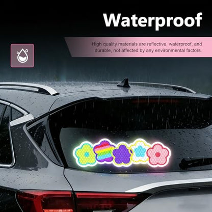 Car Reflective Sticker, Cute Flower High Intensity Reflective Safety Decal, Waterproof & Scratch-Covering Decor Sticker, Universal for Most Cars, Motorcycles, Helmets & Bikes - size: Flower