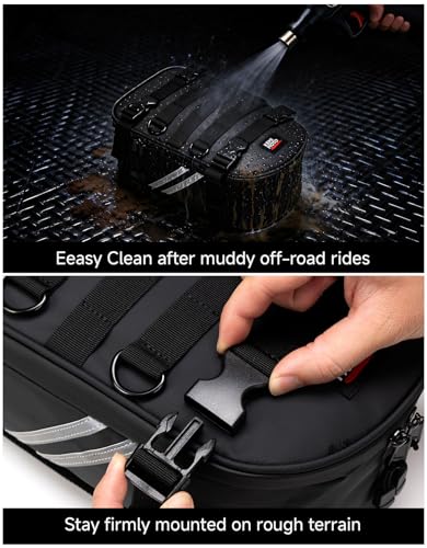KEMIMOTO PVC Motorcycle Tail Bag with Tool Roll Bag Quick Release 6L Water-resistant Universal Dirt Bike Enduro Rear Fender Bag Storage Fit for Dual Sport Bike Adventure Off Road Motocross
