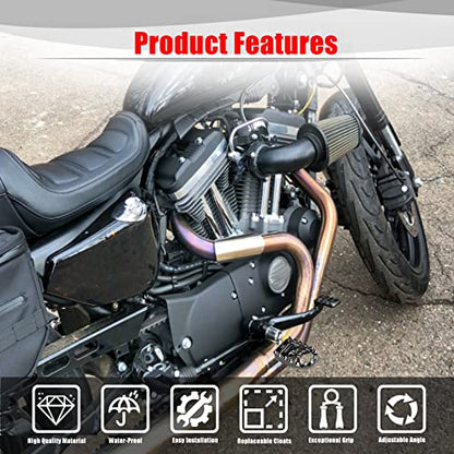 Goldfire Footpeg Offroad Motorcycle Pegs 1 Pair Black CNC Wide Foot Pegs 360° Roating MX Chopper Bobber Style Fits for HD Dyna Sportster Fatboy Iron 883 (Black) - color: Black