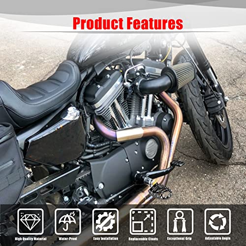 Goldfire Offroad Wide Motorcycle Fat Foot Pegs Pedals, 360° Roating Foot Pedals Footpegs Rests Suit for Harley Dyna Sportster Bobber (Chrome) - color: Chrome
