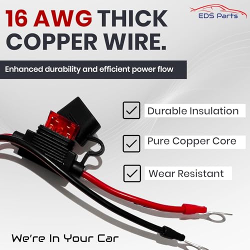 EDS 08100696 27 inch 16 AWG w 10 Amp Fuse & 2 Pin SAE Quick Disconnect Battery Charge Ring Terminal Cable Harness for Cars Trucks Motorcycle ATV RV Boats and More - trickle Charge (2 Pack)