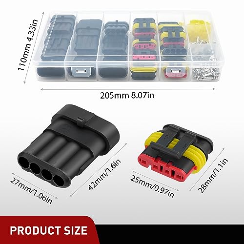 Nilight 180PCS 4 Pin Electrical Connector ‎Plug Male Female Terminal Wire Waterproof Connectors 4 Way Automotive Connect Set for Car Truck Motorcycle Marine Boat 10 Sets - size: 4Pin Connector 200Pcs