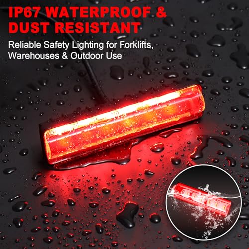 LED Forklift Safety Light Red for AGV Automated Guided Vehicle, Forklift Truck, Industrial Lift, Warehouse Safety, IP67 Waterproof, Aluminum Housing (2PCS) - size: 2PCS