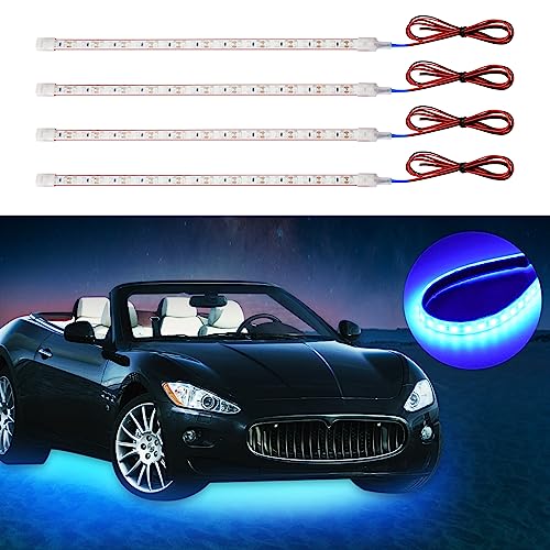 DUOFU365 Blue Led Strip Light,IP68 Waterproof Car Exterior Light Strip,Golf cart led Lights Cuttable for Automotive Motorcycle Golf Cart Marine Boat Cargo Home Decoration Led Strip,12inch (Pack of 4) - color: Blue, size: 12 inch