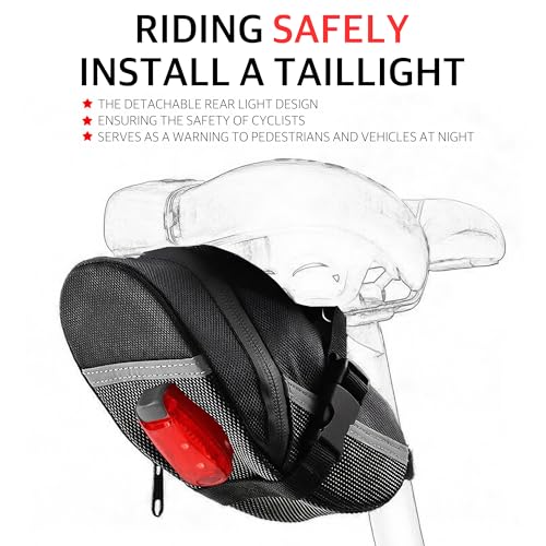 Bike Bag Under Seat – Waterproof Bicycle Saddle Bag with Reflective Strip, Compact Under Seat Bike Pouch for Road & Mountain Bikes (Black) - color: blc
