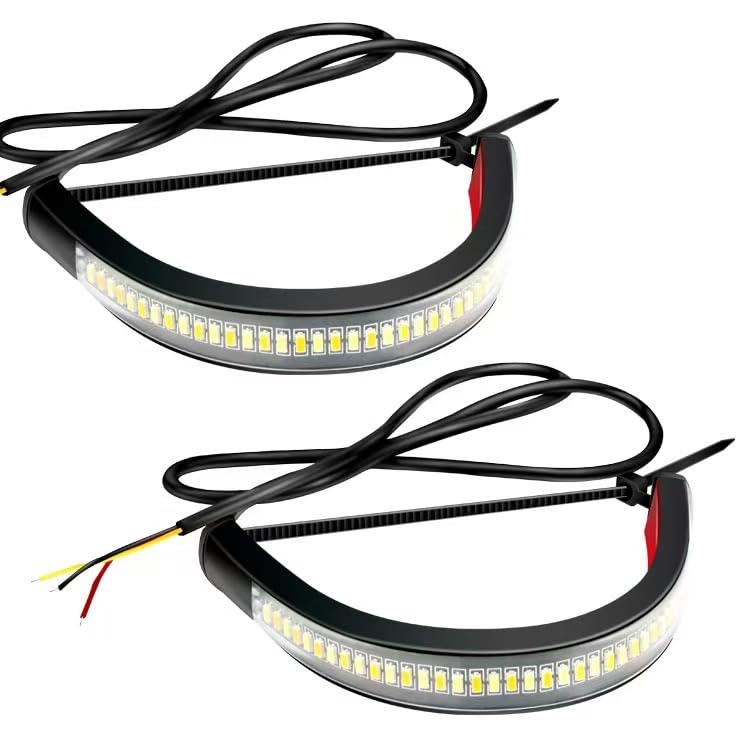 4.8 Inch Motorcycle Dual Color LED Light Strip, 36LED DRL Daytime Running Light & Amber Turn Signal Light, 3M Adhesive Waterproof Shockproof Universal Motorcycle Front Auxiliary Lamp