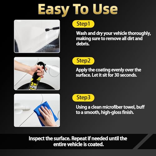 Ceramic Spray Coating for Cars - 8.4oz Quick Detailer with 6 Months Protection, High Gloss Top Coat & Water Repellent, Car Detailing Kit for Car, RV, Motorcycle, Boat
