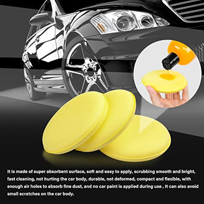 PSLER 30 Pack Foam Applicator Pads - Foam Car Wax Applicator Pad Detailing Round 4 inch Polishing Sponges for Car Wax Applicator Pad -Yellow - size: 10CM-30PCS