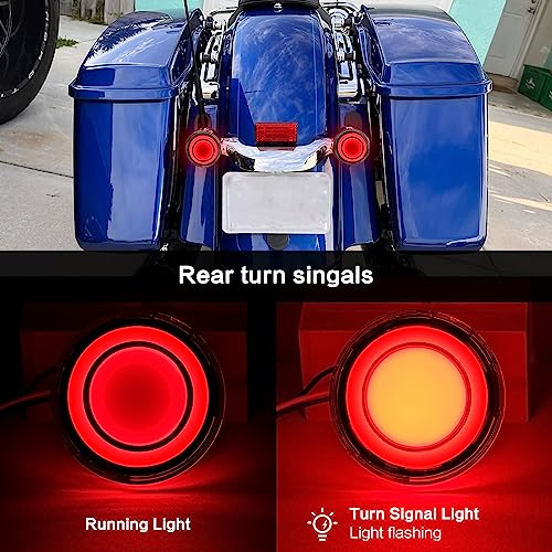Motorcycle 1157 LED Turn Signal Light Front Rear 2 Inch Bullet Smoked Lens Compatible with Harley Softail Touring Dyna Fat Boy Sportster Road King Street Glide Electra Glide - color: 1157[Red+Smoke lens/Rear]
