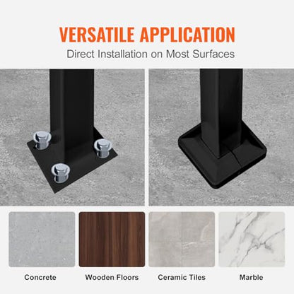 VEVOR 4-Step Handrail Fits 1 or 4 Steps Matte Black Stair Rail Wrought Iron Handrail with Installation Kit Hand Rails for Outdoor Steps - size: Black 3-4 Step, style: Style1 - Curved