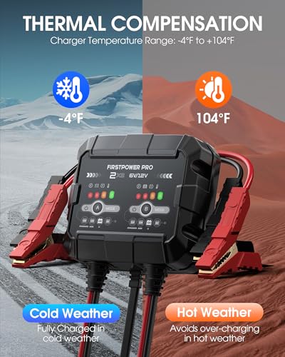 2-Bank, 4A (2A/Bank) Trickle Charger for Car Battery, 12V 6V Car Battery Charger, Automotive Battery Trickle Charger, Maintainer, for Motorcycle Lawn Mower AGM, Lithium Batteries-1PC