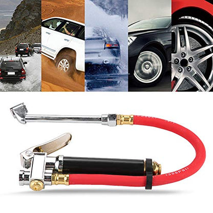 Tire Inflator, Handheld Car Pressure Filler with Dual Chuck Gauge for Vehicles, Portable Tire Hose Tool