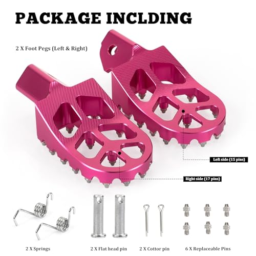 XINGWU Dirt Bike Foot Pegs for Surron Light Bee X/S E-Ride Pro SS/SR/S Talaria MX3 MX4 Segway X160/X260 CRF150F 230F 250F Electric Dirt Bike Foot Peg Rests (Pink) - color: Pink