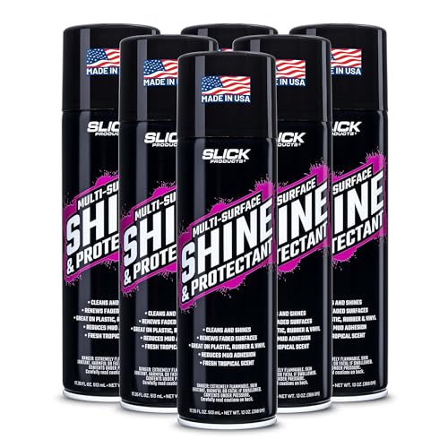 Slick Products Shine & Protectant Spray 17.35 FL OZ. - High Gloss Clear Coating Renew Vinyl, Plastic, Rubber, Trim, Tire, Car, Truck, Motorcycle, Dirt Bike (6-Pack) - size: 17.35 Fl Oz (Pack of 6)