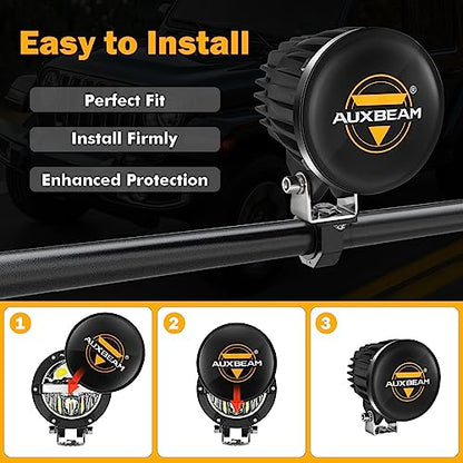 Auxbeam C4 Series 4 Inch Light Covers, 2PCS LED Round Black Plastic Protective Light Covers, Snap-On Design Waterproof and Scratch-Resistant Covers, Pack of 2 - color: C4 Series-Black Covers