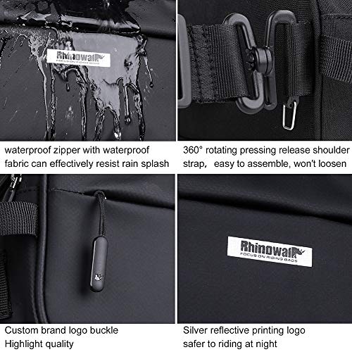Rhinowalk Bike Handlebar Bag, Multifunctional Waterproof Mountain Bike Crossbar Front Bag Road Bike Basket Bicycle Frame Bag Waist Shoulder Bag Bicycle Bag Professional Cycling Accessories - color: black