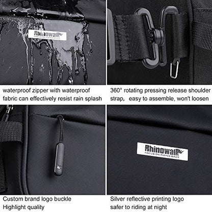 Rhinowalk Bike Handlebar Bag, Multifunctional Waterproof Mountain Bike Crossbar Front Bag Road Bike Basket Bicycle Frame Bag Waist Shoulder Bag Bicycle Bag Professional Cycling Accessories - color: black